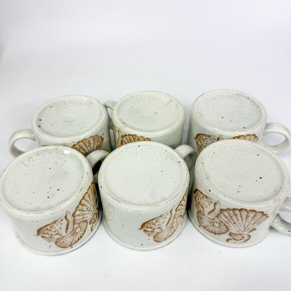 Midwinter Stonehenge Seascape Coffee Mugs Tea Cups Set Of 6 Speckled  England - Picture 7 of 8